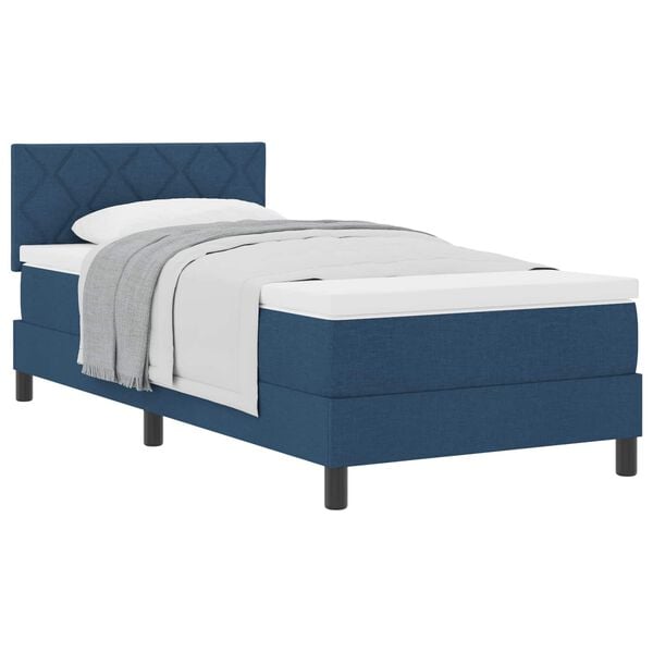 vidaXL Boxspringbett mit Matratze mit Kopfteil Blau 90 x 200 cm Stoff