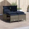 vidaXL 4-teiliges Gartensofa-Set mit Kissen, grau, Polyrattan