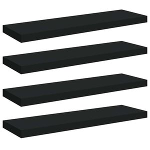 vidaXL Schweberegale 4 Stk. Schwarz 80x23,5x3,8 cm MDF