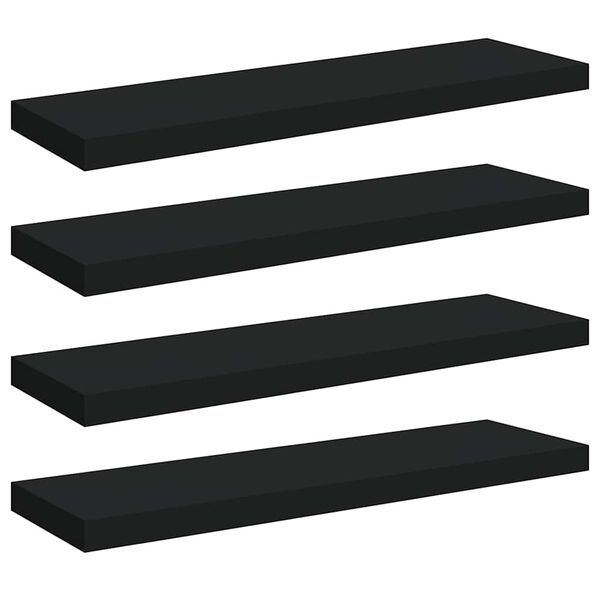 vidaXL Schweberegale 4 Stk. Schwarz 80x23,5x3,8 cm MDF