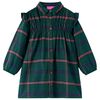 Kinderkleid mit Langen &Auml;rmeln und R&uuml;schen Dunkelgr&uuml;n 104
