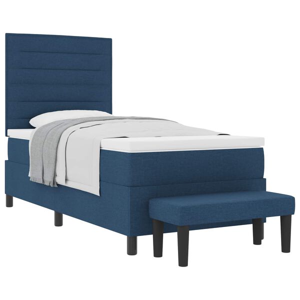 vidaXL Boxspringbett mit Kopfteil Blau 90 x 190 cm Stoff