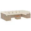 vidaXL 11-tlg. Garten-Sofagarnitur mit Kissen Beige Poly Rattan
