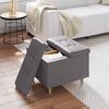vidaXL Knopf Hocker mit Kissen Grau 60 x 60 x 45 cm Kunstleder