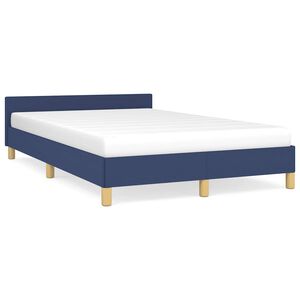 vidaXL Bettgestell mit Kopfteil ohne Matratze Blau 120x200 cm Stoff