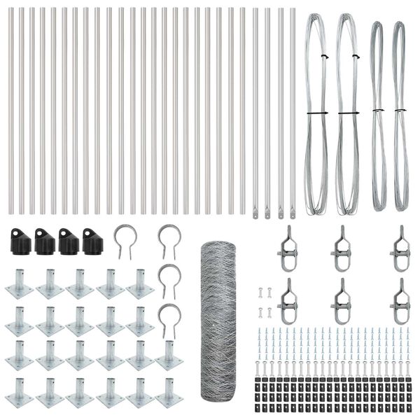 vidaXL Zaunpfosten Silber 50 x 0,6 m (50 mm Gewebe) Stahl