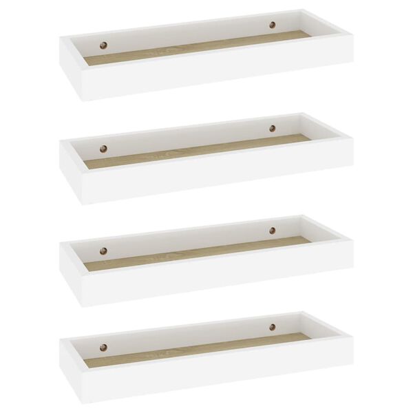 vidaXL Loggia Wandregale 4 Stk. Eichen-Optik und Wei&szlig; 40x15x4 cm MDF