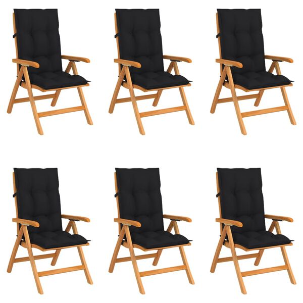 vidaXL Verstellbare Gartenst&uuml;hle mit Auflagen 6 Stk. Massivholz Teak