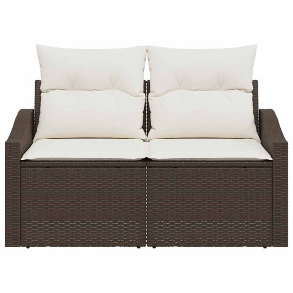 vidaXL Garten-Sofa mit Kissen 123 x 62 x 69 cm Poly-Rattan