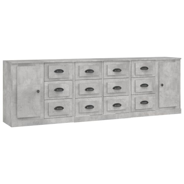 vidaXL Sideboards 3 Stk. Betongrau Holzwerkstoff