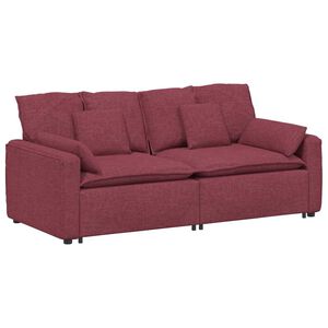 vidaXL Modulares Sofa mit Kissen Weinrot