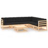 vidaXL 7-tlg. Garten-Lounge-Set mit Kissen Massivholz Kiefer