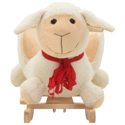 vidaXL Schaukeltier Schaf mit Rückenlehne Plüsch 60x32x50 cm Weiß