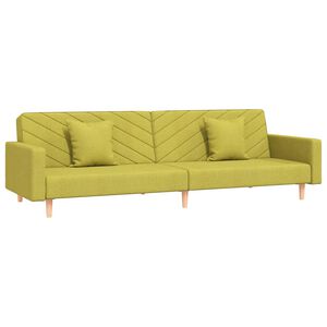 vidaXL Schlafsofa 2-Sitzer mit 2 Kissen Gr&uuml;n Stoff