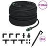 vidaXL Tropfschlauch Schwarz 0,6" 100 m Gummi