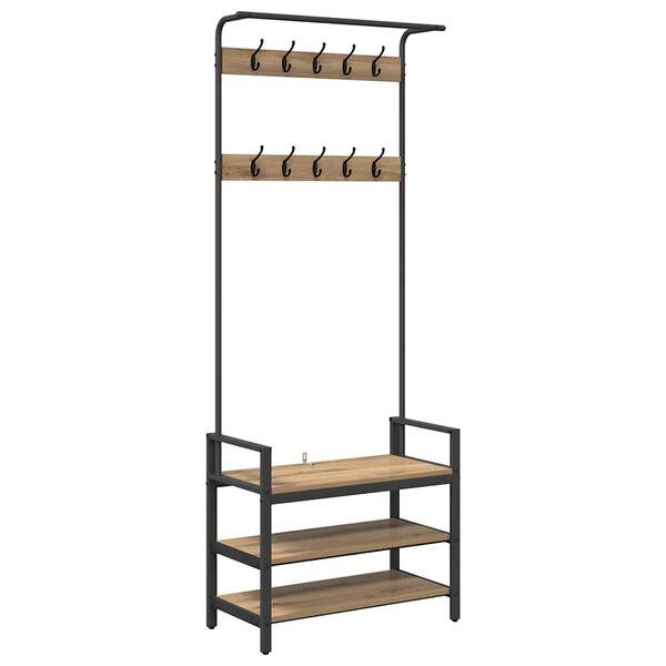 vidaXL Garderobenst&auml;nder Artisan-Eiche 75 x 34 x 184 cm Holzwerkstoff