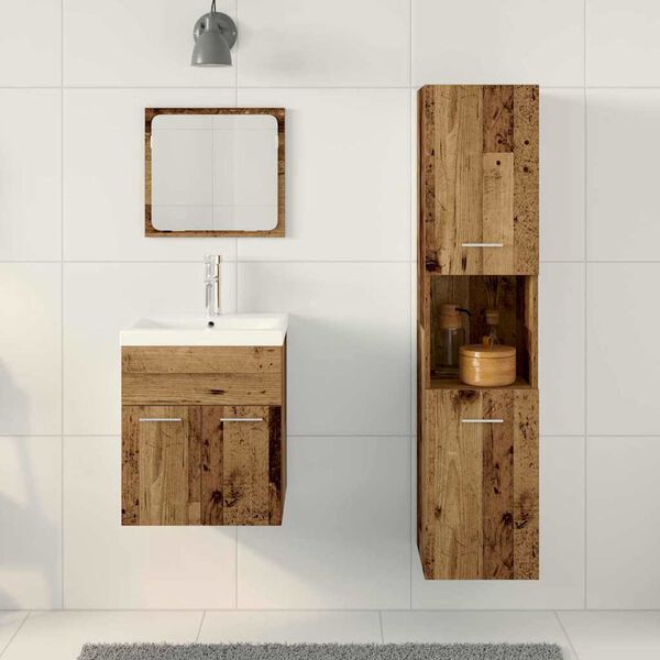 vidaXL Badezimmerm&ouml;bel-Set mit Schubladen 4 pcs Altholz Holzwerkstoff