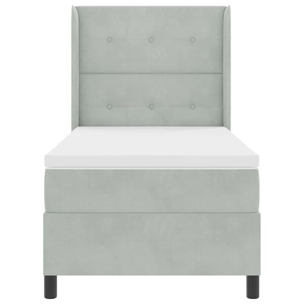 vidaXL Boxspringbett mit Matratze Hellgrau 90 x 190 cm Samt