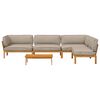 vidaXL Sofa Set mit Kissen Uni 5 pcs Taupe Massivholz Akazie