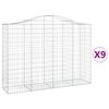 vidaXL Gabionen mit Hochbogen 9 Stk. 200x50x140/160cm Verzinktes Eisen