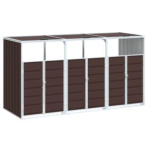 vidaXL M&uuml;lltonnenbox f&uuml;r 3 Tonnen Braun 216x81x115 cm Stahl