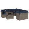 vidaXL 9-teiliges Gartensofa-Set mit Kissen, grau, Polyrattan