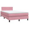 vidaXL Boxspringbett mit Matratze & LED Rosa 120x220 cm Samt