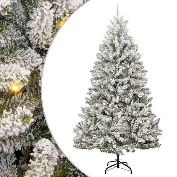 vidaXL K&uuml;nstlicher Weihnachtsbaum Gr&uuml;n und Wei&szlig; 270 cm PVC und Metall