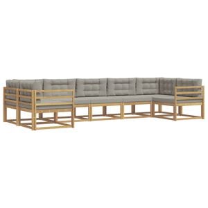 vidaXL Outdoor-Sofagarnitur 7 stk. Wei&szlig; und Hellgrau