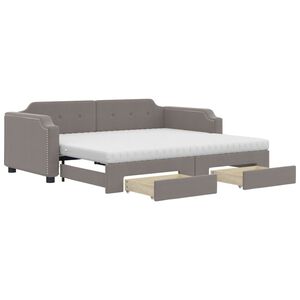 vidaXL Tagesbett Ausziehbar mit Schubladen Taupe 100x200 cm Stoff