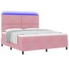 vidaXL LED Boxspringbett mit Matratze Rosa 180 x 200 cm Samt