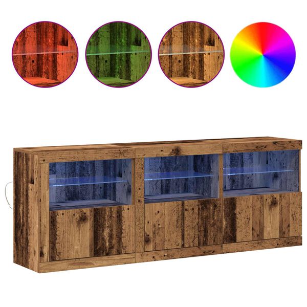 vidaXL LED-Sideboard Altholz 181 x 37 x 67 cm Holzwerkstoff