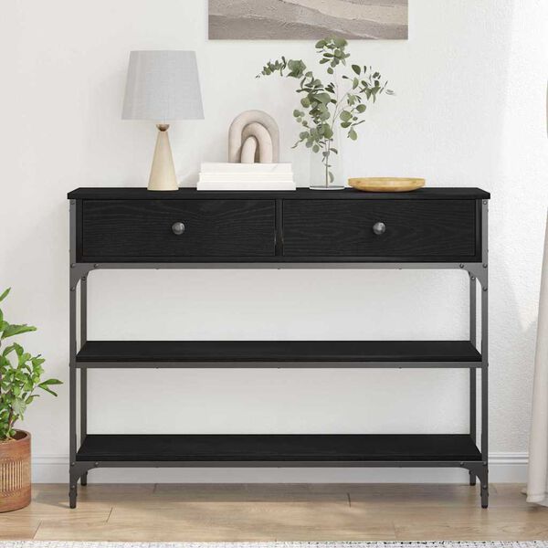vidaXL Konsolentisch mit Regal Schwarz Eichen-Optik 72,5 x 25 x 75 cm