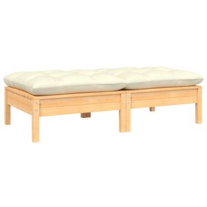 vidaXL Gartensofa 2-Sitzer mit Kissen in Creme Massivholz Kiefer