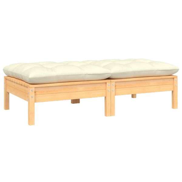 vidaXL Gartensofa 2-Sitzer mit Kissen in Creme Massivholz Kiefer