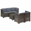 vidaXL 5-Sitzer Gartensofa mit Kissen Rattan-Look PP Hellgrau