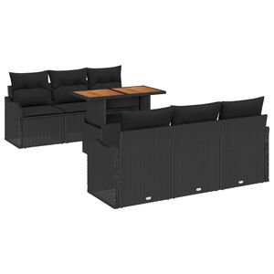 vidaXL Garten-Sofa-Set mit Speicher 7 pcs Schwarz Poly Rattan