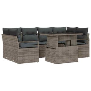 vidaXL Garten-Sofa-Set mit Speicher 7 pcs Grau Poly Rattan