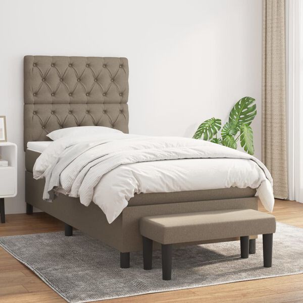 vidaXL Boxspringbett mit Matratze Taupe 80x200 cm Stoff