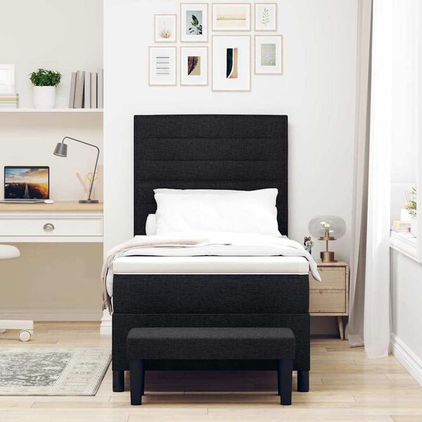 vidaXL Boxspringbett mit Kopfteil Schwarz 100 x 200 cm Stoff