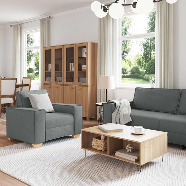 vidaXL Sofa 3 pcs Dunkelgrau Leinenmischgewebe