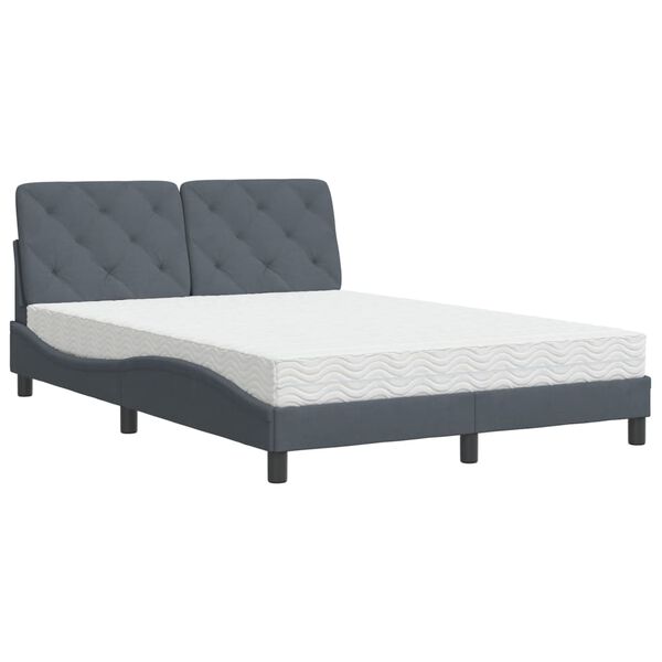 vidaXL Bett mit Matratze Dunkelgrau 140x190 cm Samt