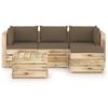 vidaXL 5-tlg. Garten-Lounge-Set mit Kissen Gr&uuml;n Impr&auml;gniertes Holz