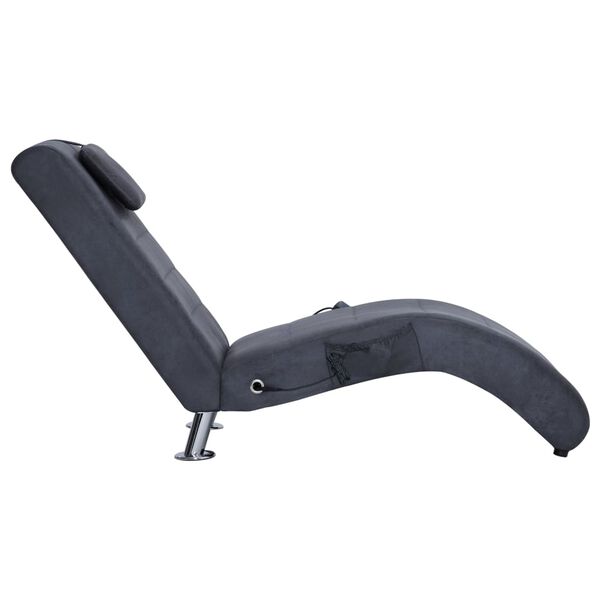 vidaXL Massage Chaiselongue mit Kissen Grau Wildleder-Optik
