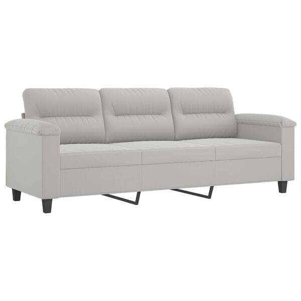 vidaXL 3-Sitzer-Sofa mit Kissen Hellgrau 180 cm Mikrofasergewebe
