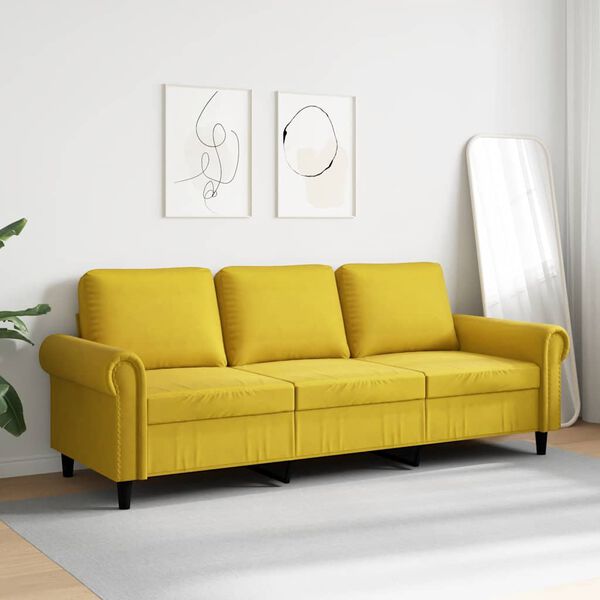 vidaXL 3-Sitzer-Sofa Gelb 180 cm Samt