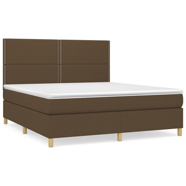 vidaXL Boxspringbett mit Matratze Dunkelbraun 180x200 cm Stoff