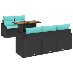 vidaXL Gartensofa-set 6 stk. 5-Sitzanzahl Schwarz und T&uuml;rkis
