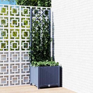 vidaXL Garten-Pflanzgef&auml;&szlig; mit Spalier Blaugrau 40 x 40 x 136 cm PP