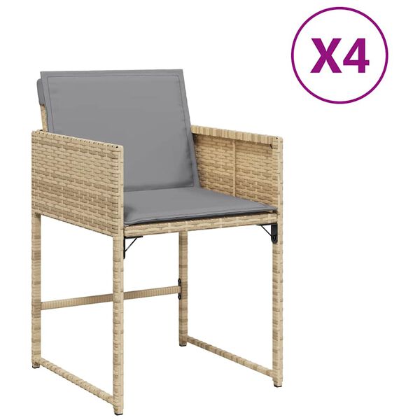vidaXL Gartenst&uuml;hle mit Kissen 4 Stk. Beigemischung Poly Rattan